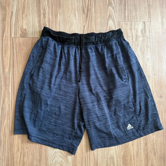 Adidas Men's Charcoal Gray/Blue Athletic Shorts - Picture 3 of 5